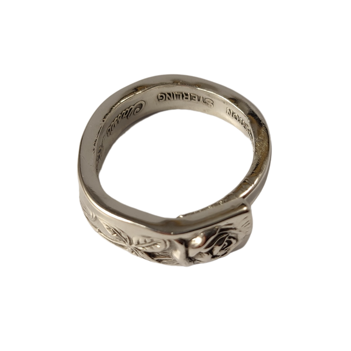 Sterling Silver Spoon Ring, Rose Band, Lost And Forged