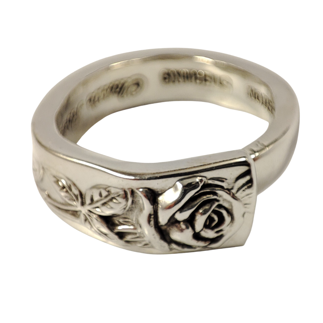 Rose Spoon Ring, Sterling Silver Lost And Forged