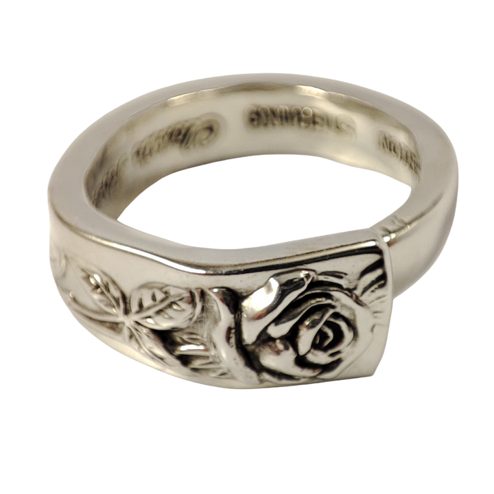 Rose Spoon Ring, Sterling Silver Lost And Forged