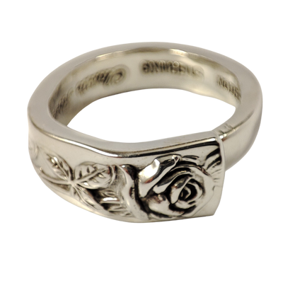 Rose Spoon Ring, Sterling Silver Lost And Forged