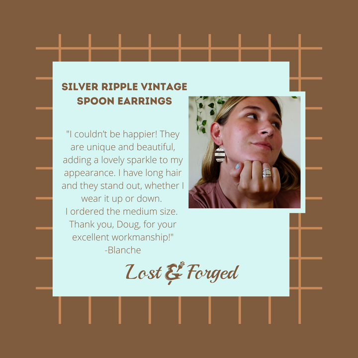 Silver Ripple Vintage Spoon Earrings