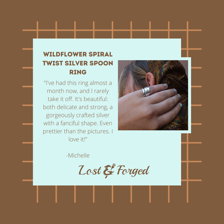 Wildflower Spiral Twist Silver Spoon Ring