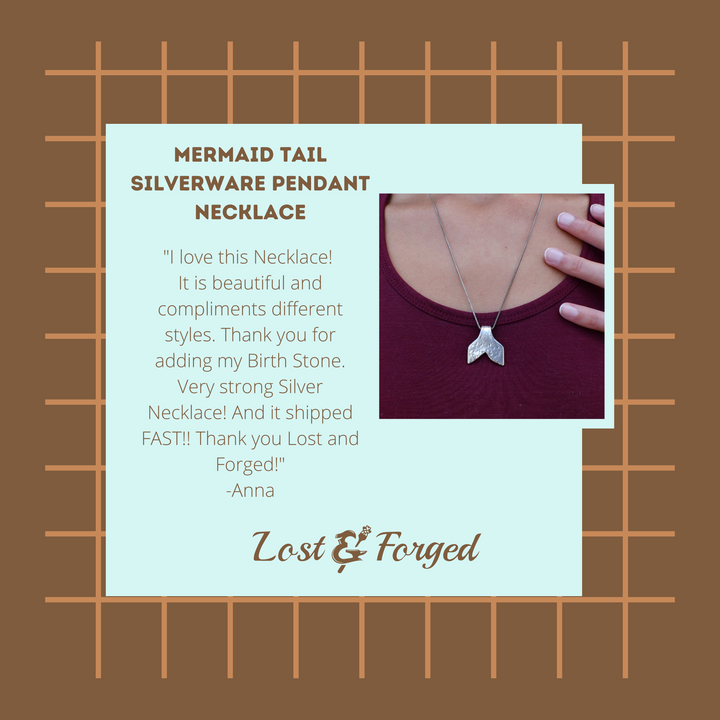 Mermaid Tail Silverware Pendant Necklace