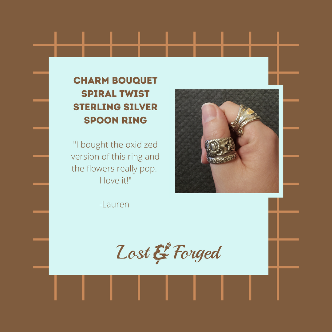 Charm Bouquet Spiral Twist Sterling Silver Spoon Ring