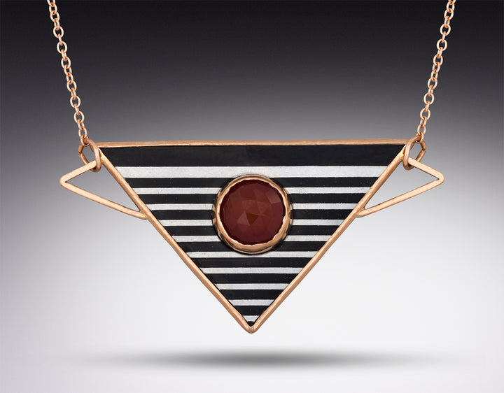 Harley Davidson Motorcycle Fender Trim Necklace, with rose gold and carnelian