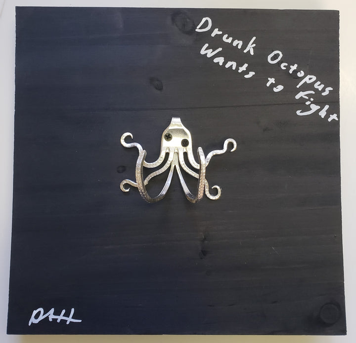 'Drunk Octopus Wants to Fight' - Fork Sculpture Octopus Hook