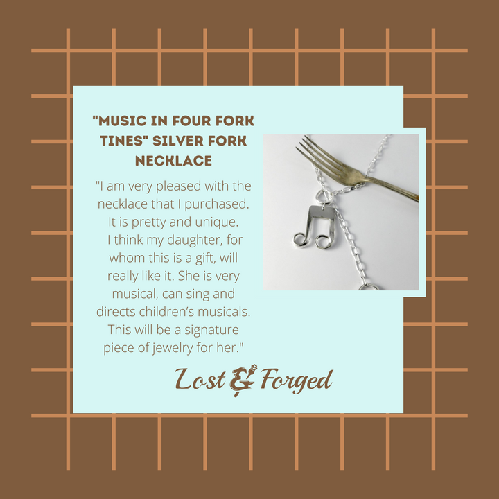 "Music In Four Fork Tines" Silver Fork Necklace