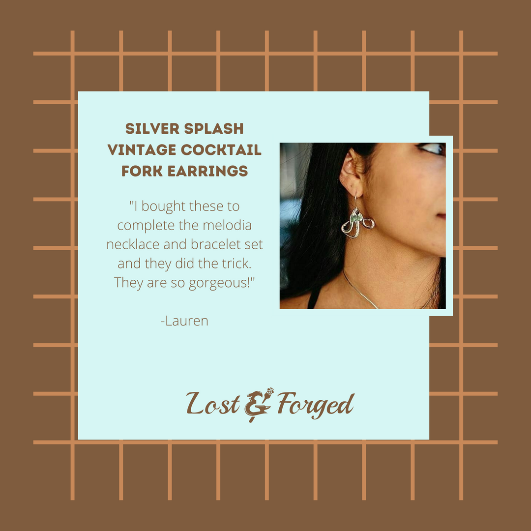 Silver Splash Fork Earrings, Sterling Silver
