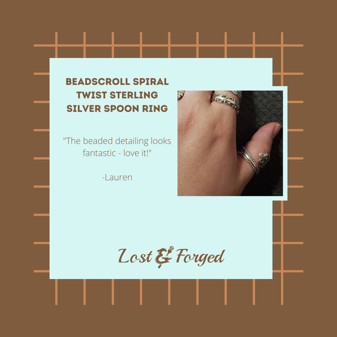 Beadscroll Spiral Twist Sterling Silver Spoon Ring