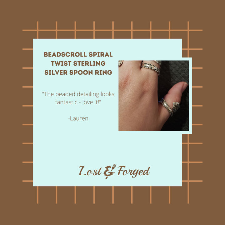 Beadscroll Spiral Twist Sterling Silver Spoon Ring