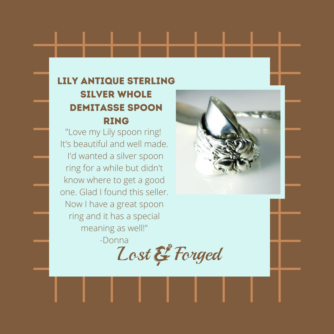 SOLD OUT - Lily Antique Sterling Silver Whole Demitasse Spoon Ring
