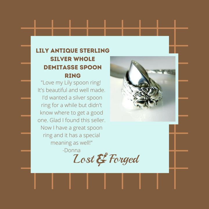 SOLD OUT - Lily Antique Sterling Silver Whole Demitasse Spoon Ring