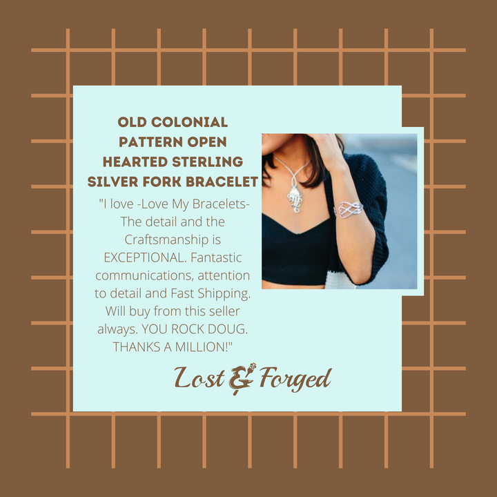 Old Colonial Pattern Open Hearted Sterling Silver Fork Bracelet