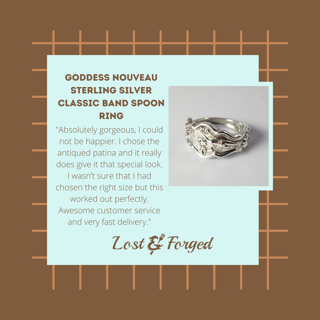 Goddess Nouveau Sterling Silver Classic Band Spoon Ring