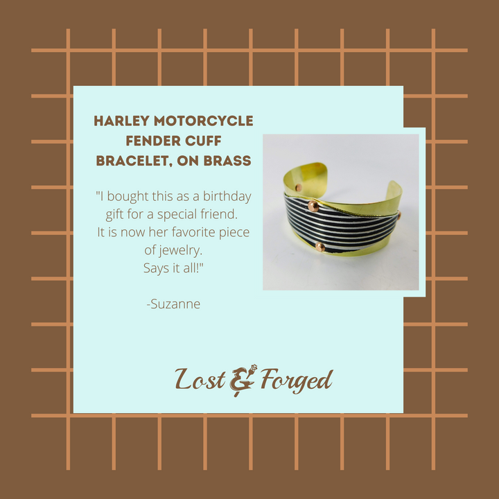 Harley Motorcycle Fender Cuff Bracelet, on Brass
