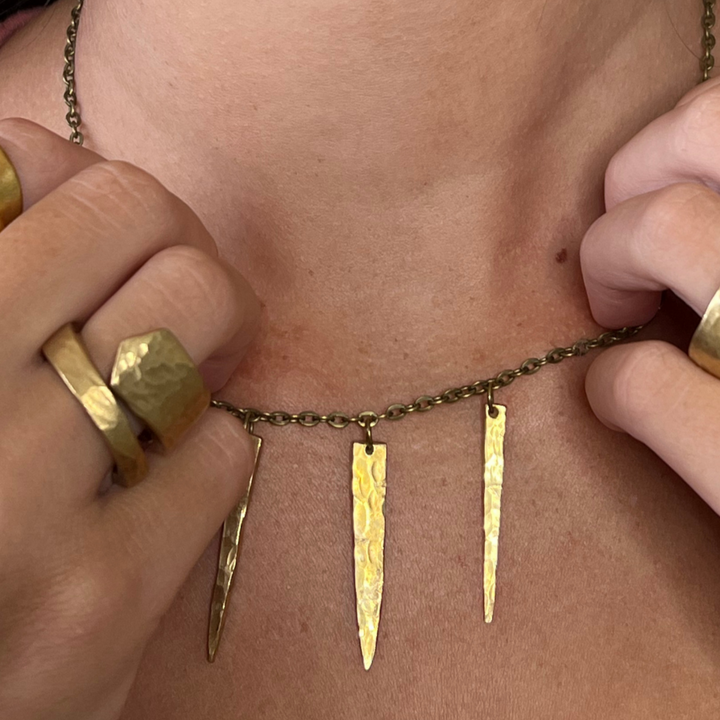 Golden Bronze Fork Tine Necklace