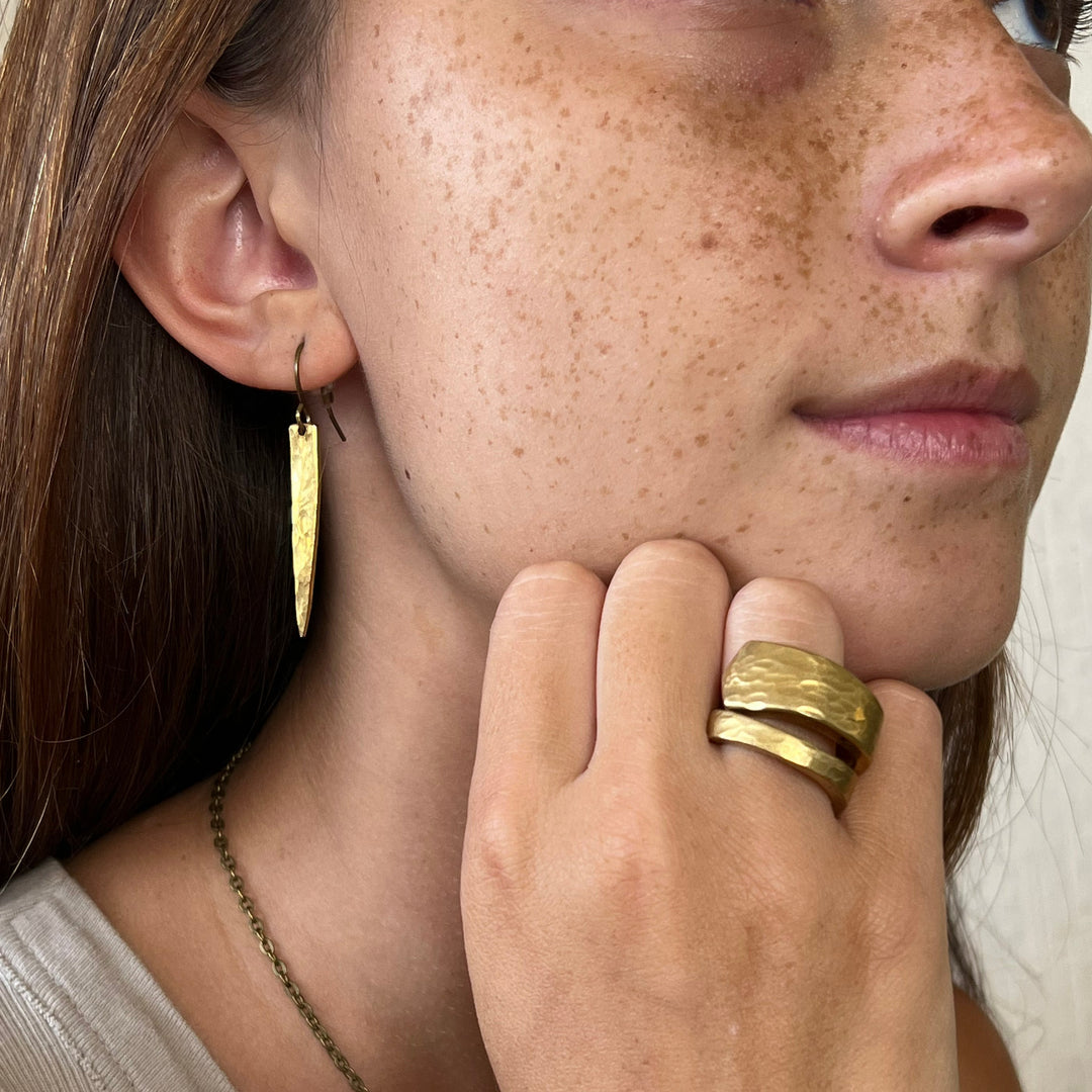 Golden Bronze Fork Tine Earrings