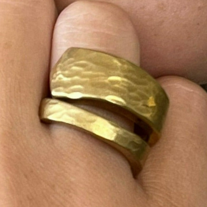 Golden Bronze Spiral Twist Spoon Ring