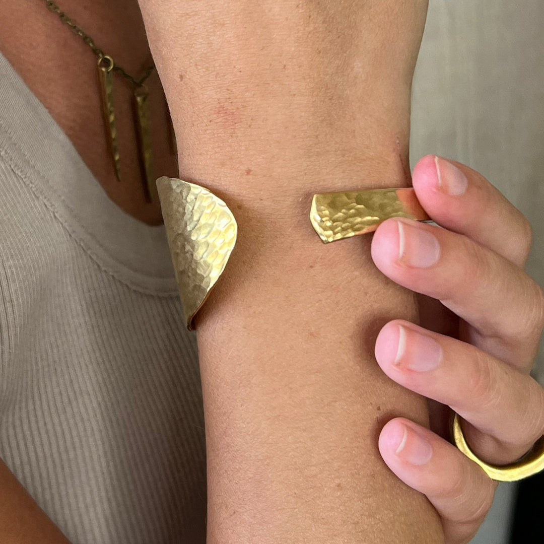 Golden Bronze Spoon Cuff Bracelet, Cuff