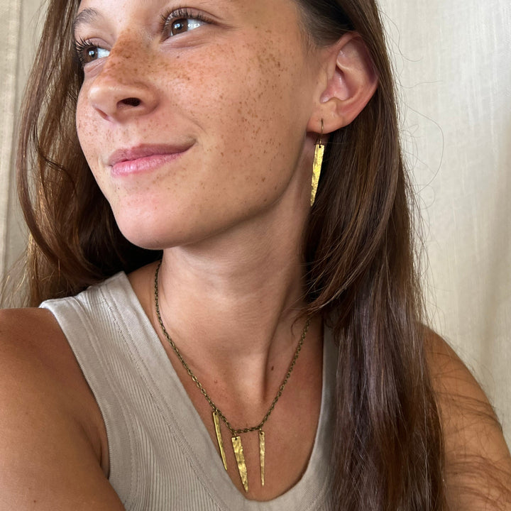 Golden Bronze Fork Tine Earrings