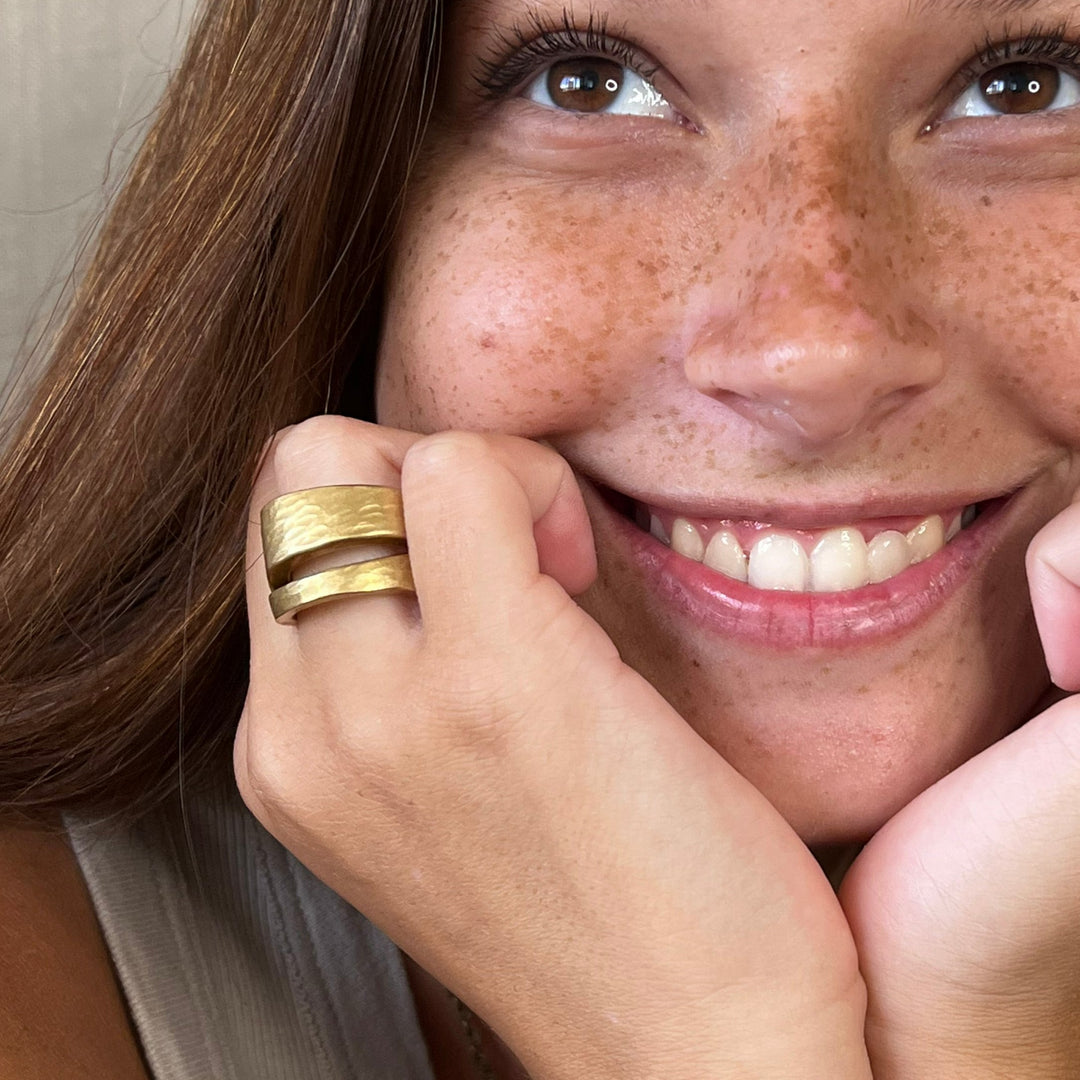Golden Bronze Spiral Twist Spoon Ring