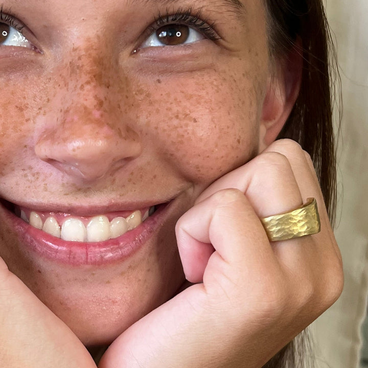 Golden Bronze Band-Shape Spoon Ring