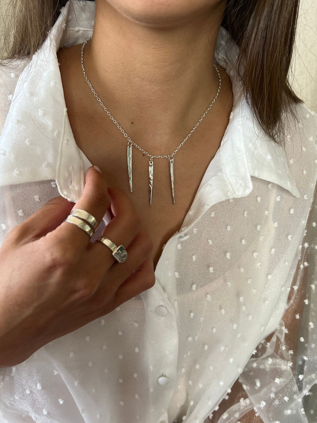 Silver Streak Fork Tine Necklace