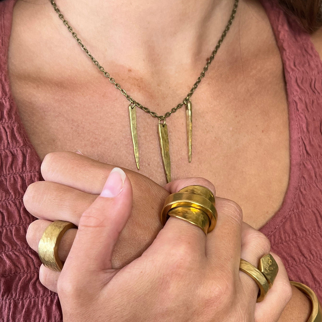 Golden Bronze Fork Tine Necklace