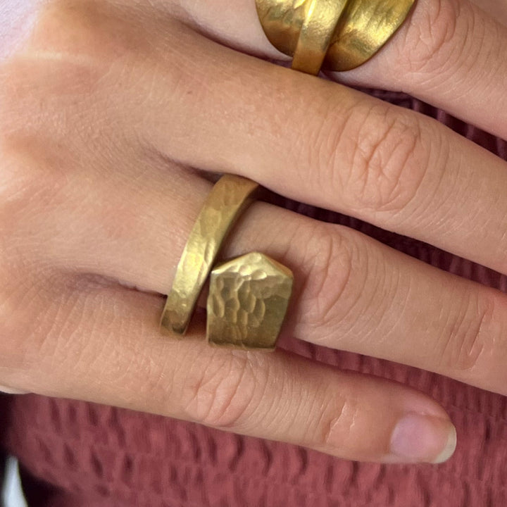 Golden Bronze Spiral Twist Spoon Ring