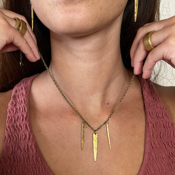 Golden Bronze Fork Tine Necklace