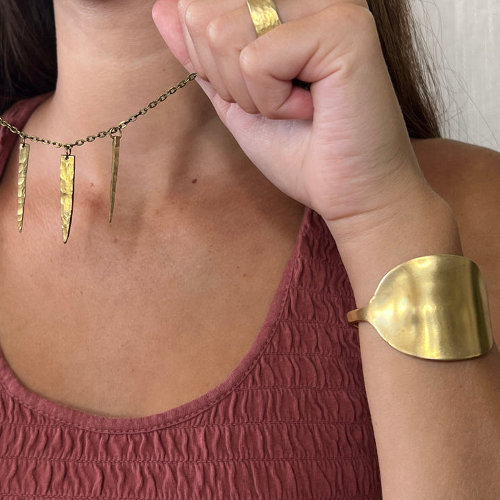 Golden Bronze Spoon Cuff Bracelet, Cuff