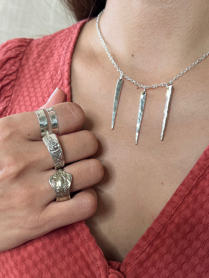 Silver Streak Adjustable Fork Tine Ring, Sterling Silver