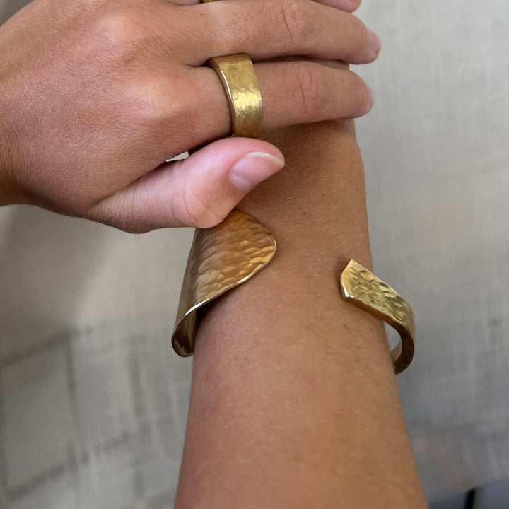 Golden Bronze Spoon Cuff Bracelet, Cuff