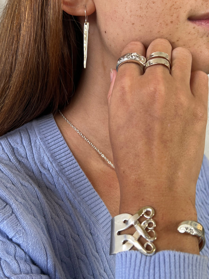 Silver Streak Fork Tine Earrings
