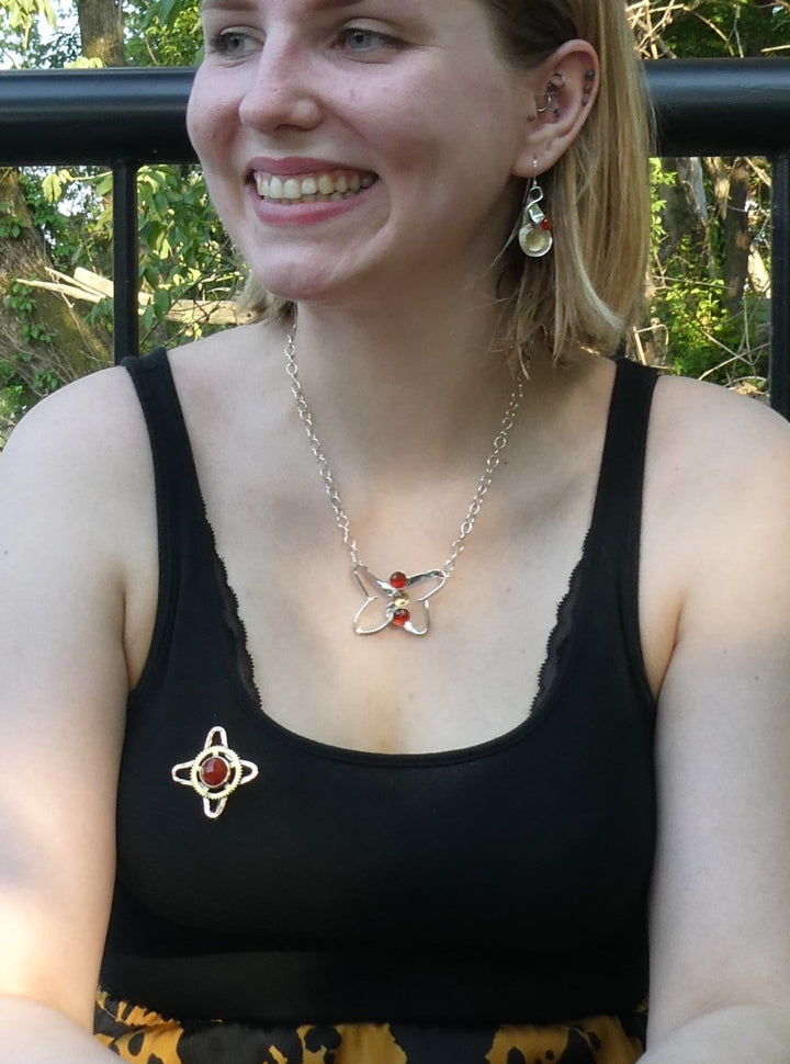 butterfly necklace, silver fork jewelry