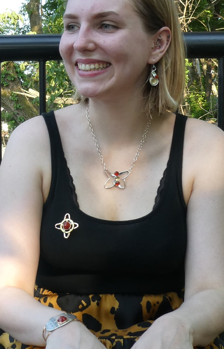 SOLD OUT - Squiggly Spoon Earrings, with Carnelian and Citrine