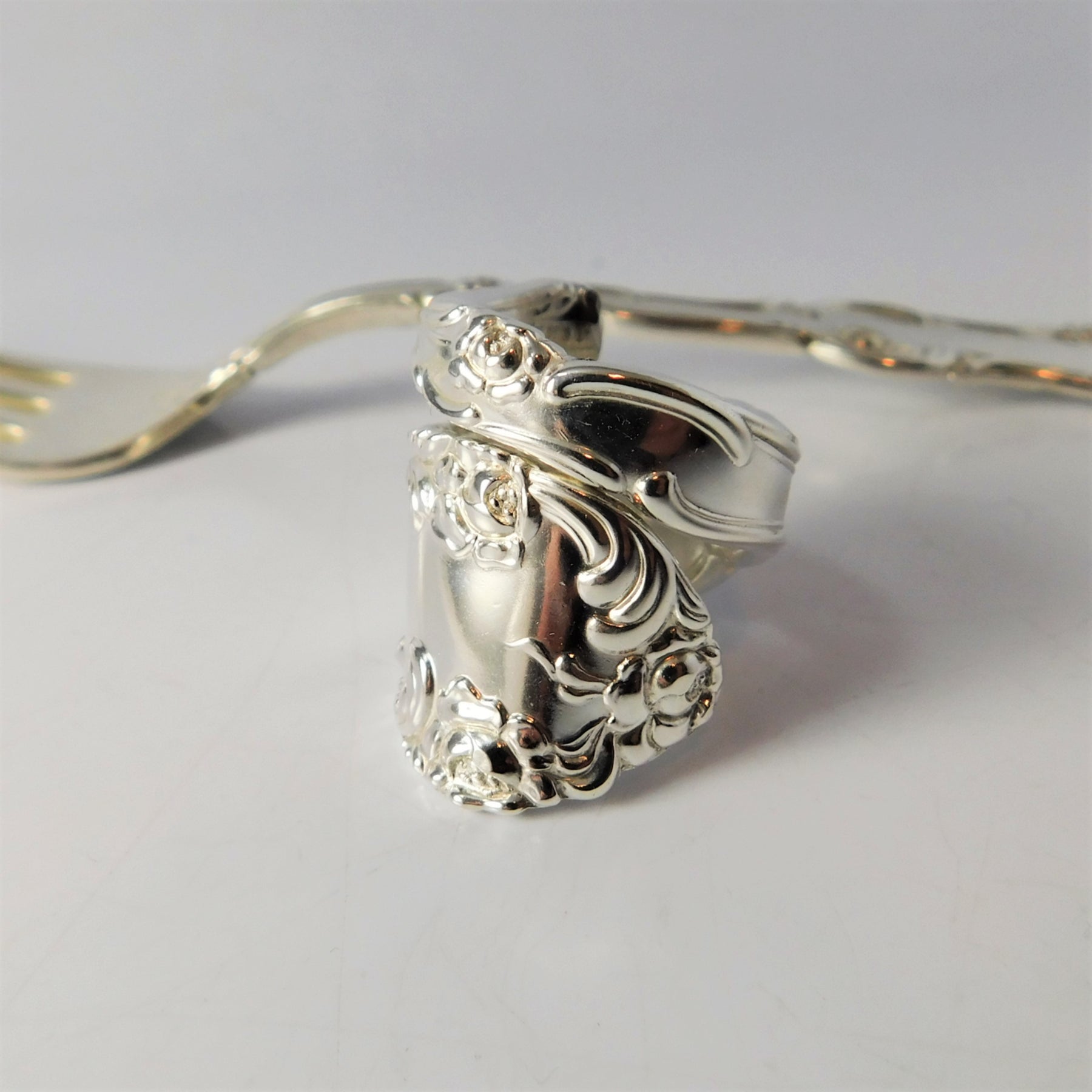Spoon Ring, Silver Spiral Cocktail Fork Ring ('Spoon Ring') – Lost & Forged