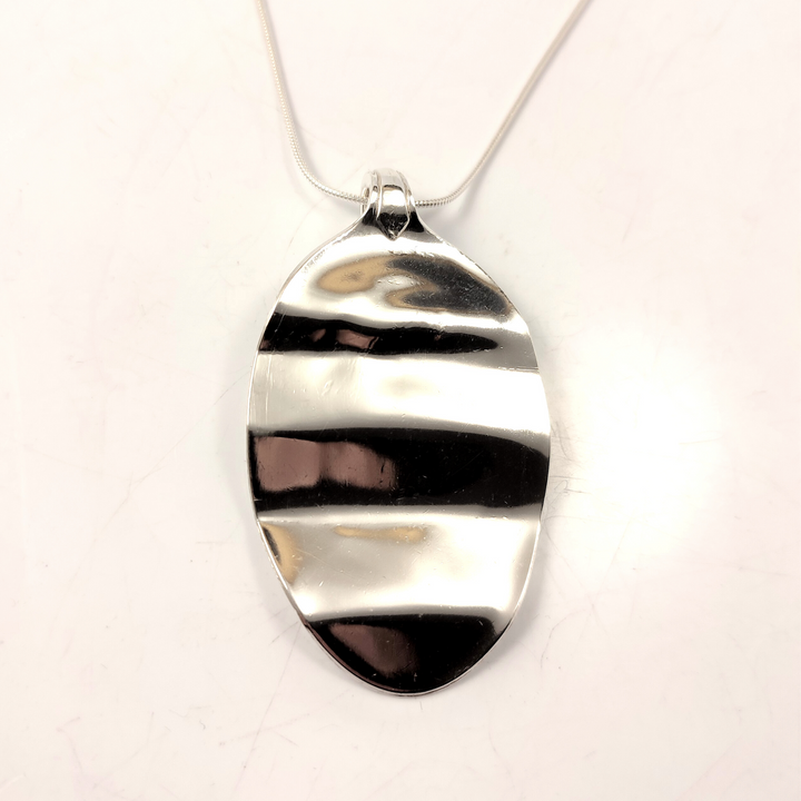 Silver Ripple Spoon Pendant Necklace