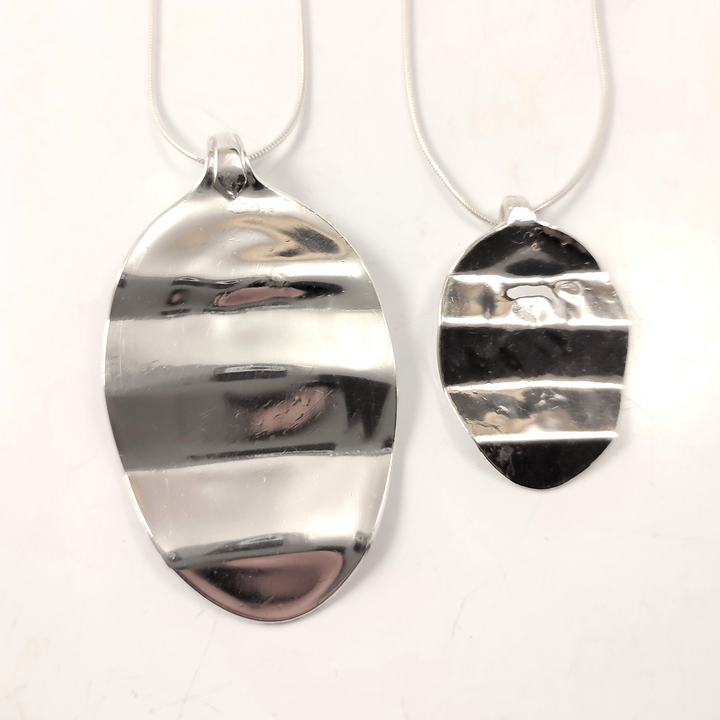 Silver Ripple Spoon Pendant Necklace