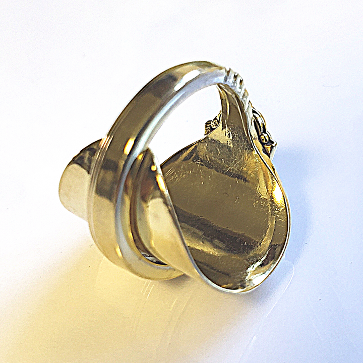 Golden Rose Whole Demitasse Gold Spoon Ring, Sterling Silver
