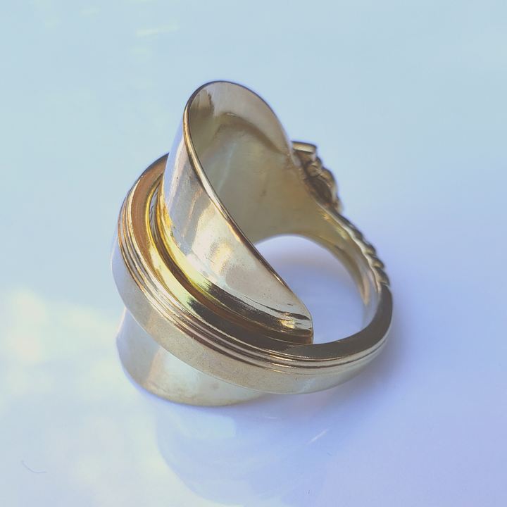 Golden Rose Whole Demitasse Gold Spoon Ring, Sterling Silver