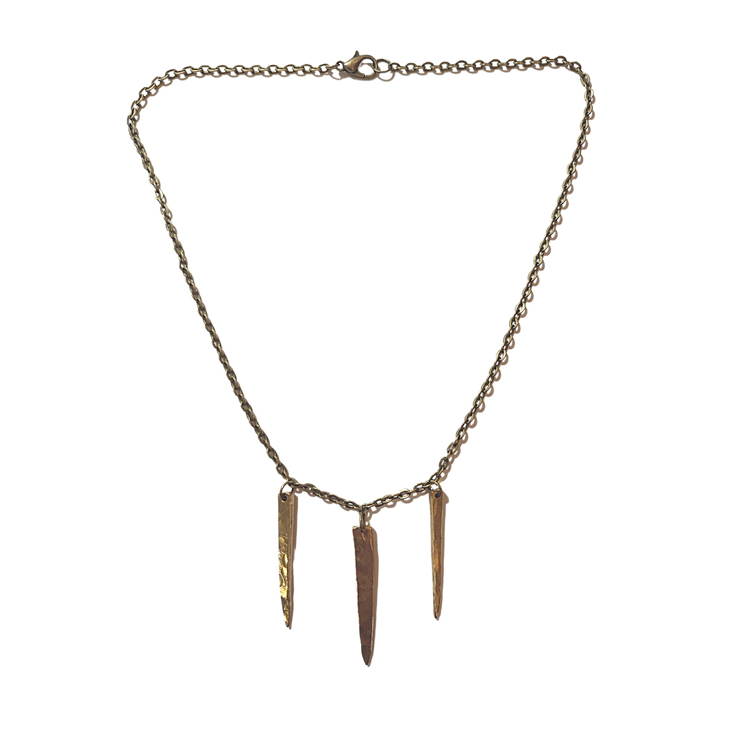 Golden Bronze Fork Tine Necklace