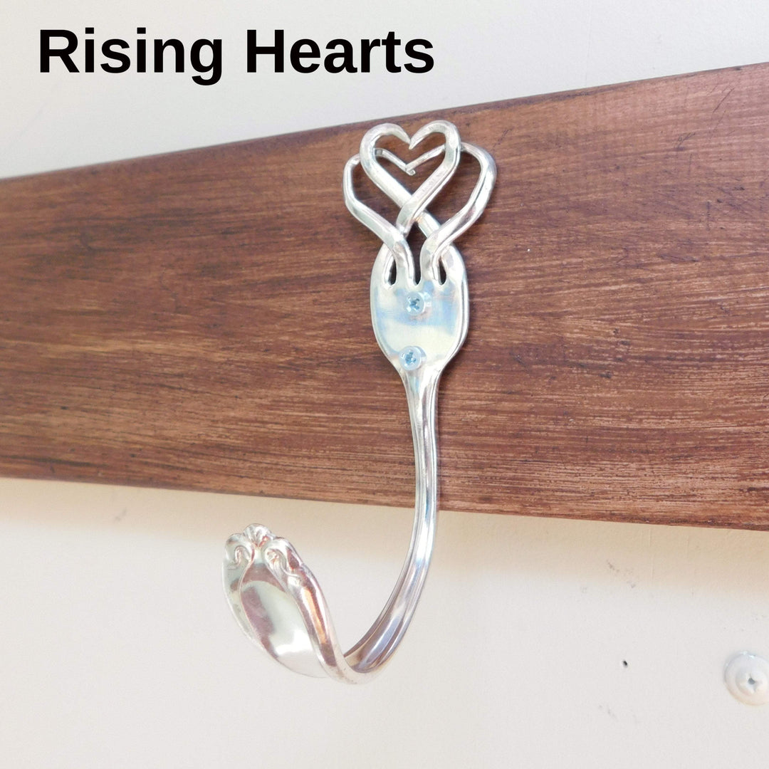 Silver Fork Wall Hook, Heart Designs