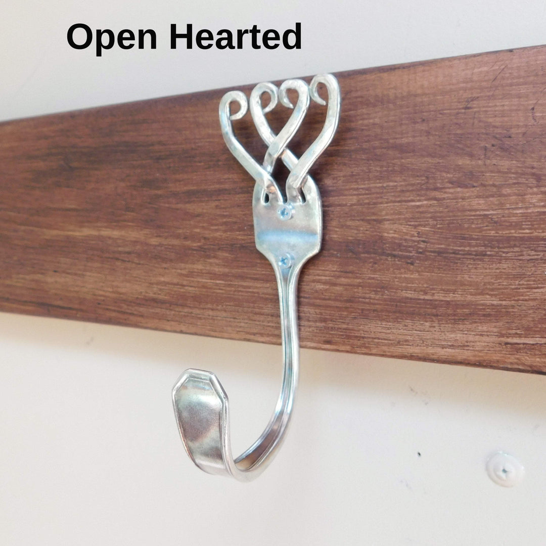 Silver Fork Wall Hook, Heart Designs