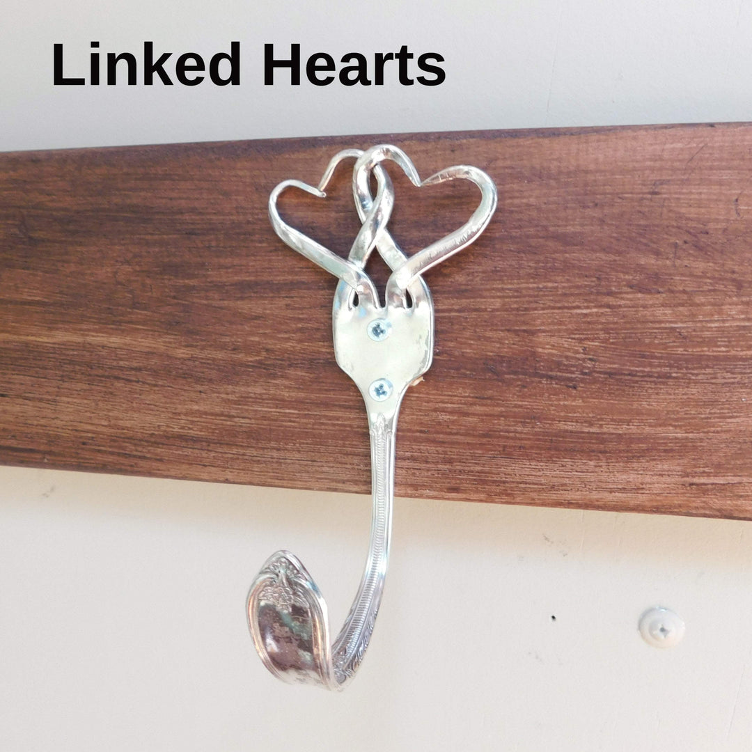 Silver Fork Wall Hook, Heart Designs