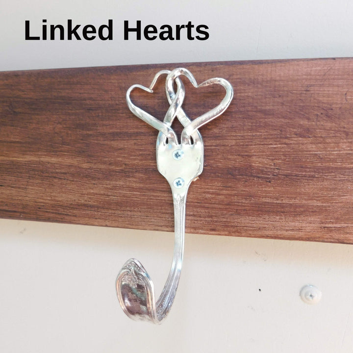Silver Fork Wall Hook, Heart Designs