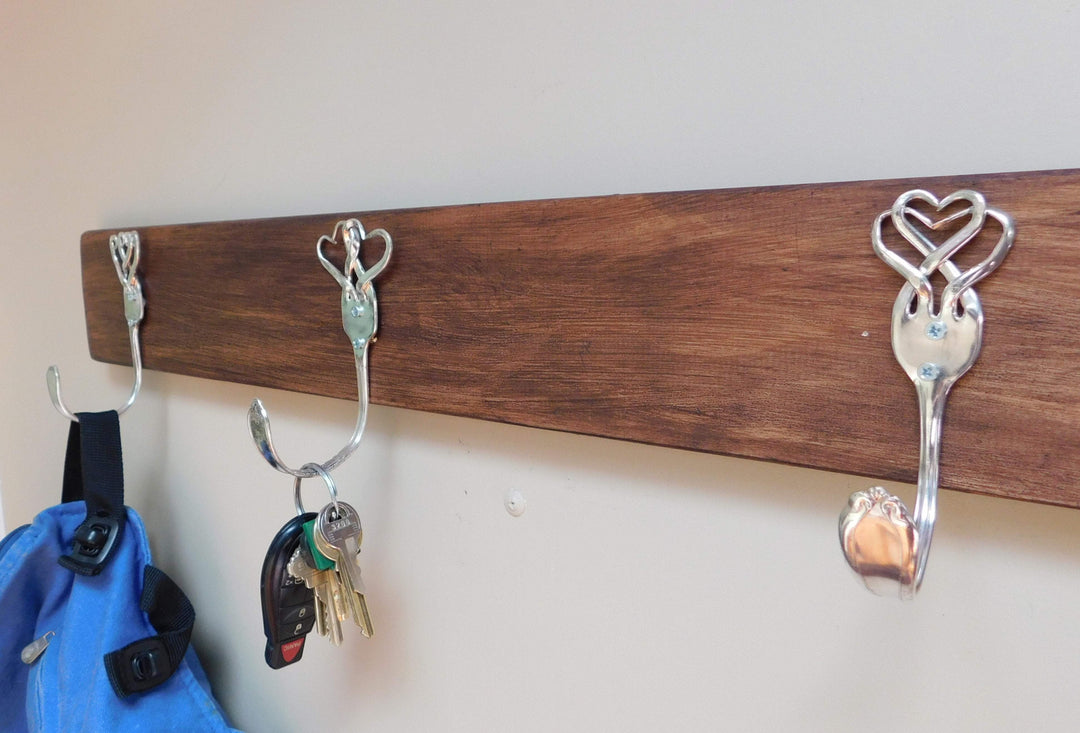 Silver Fork Wall Hook, Heart Designs