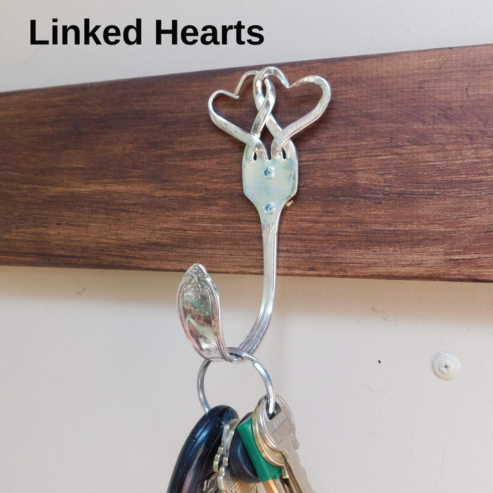 Silver Fork Wall Hook, Heart Designs