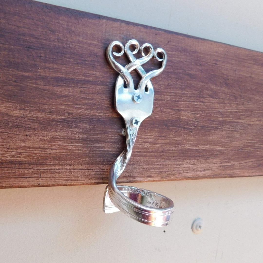 Twisted Fork Silver Bud Vase Wall Sconce, Heart Design