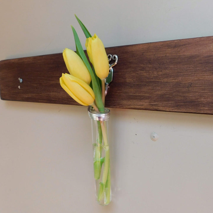 Twisted Fork Silver Bud Vase Wall Sconce, Heart Design